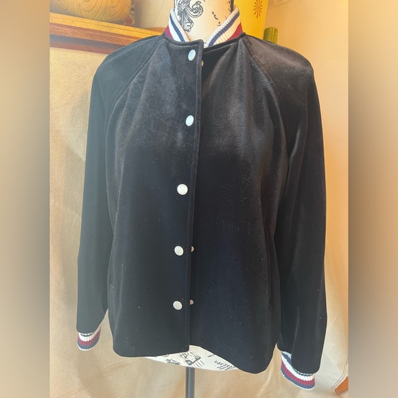 Tommy Hilfiger Black Velvet Bomber Jacket - Picture 8 of 16